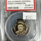 1910 Sweet Caporal Pin Paddy Livingston PSA 6