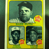 1973 Topps #1 All Time Home Run Leaders Ruth/Aaron/Mays List $60, Sell $45
