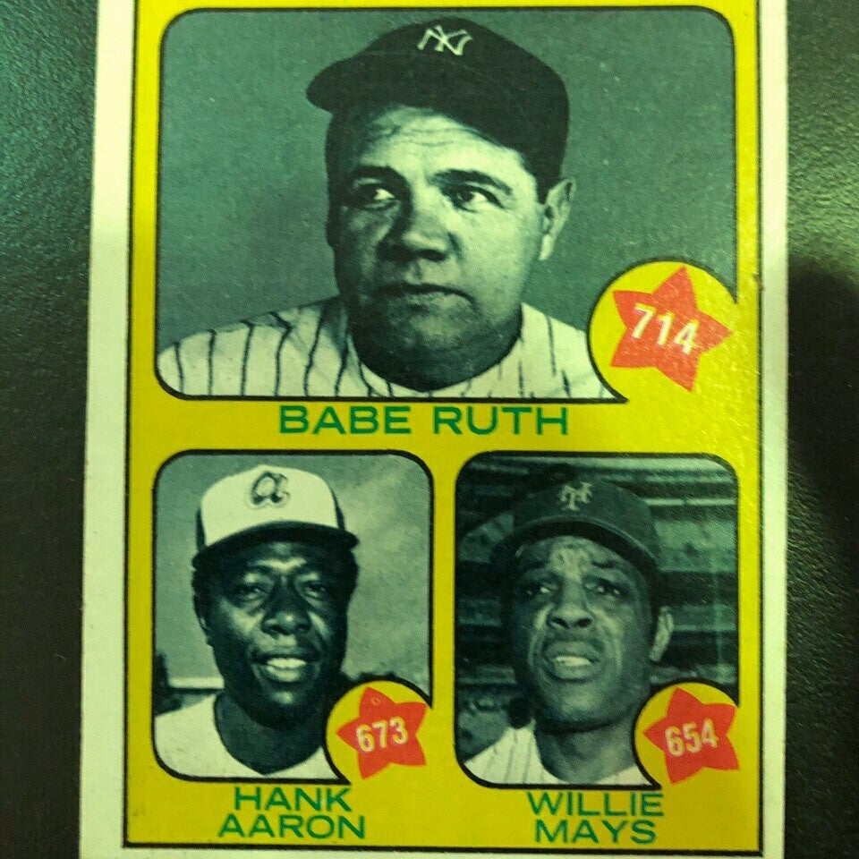 1973 Topps #1 All Time Home Run Leaders Ruth/Aaron/Mays List $60, Sell $45