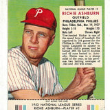 1953 Red Man Tobacco #3 NL Richie Ashburn Ex/Mint+