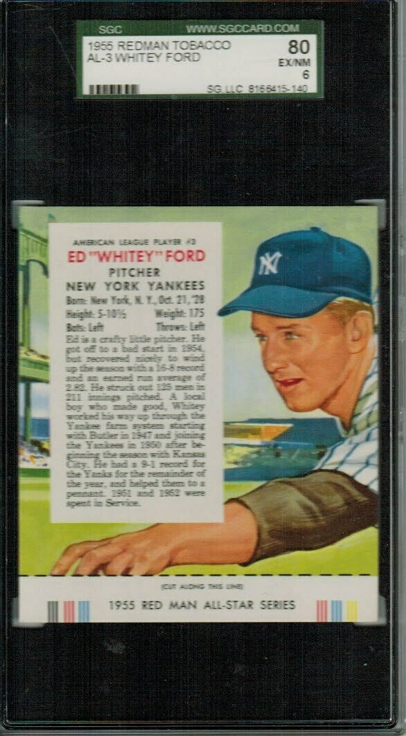 1955 Red man Tobacco #AL3 Whitey Ford SGC 6