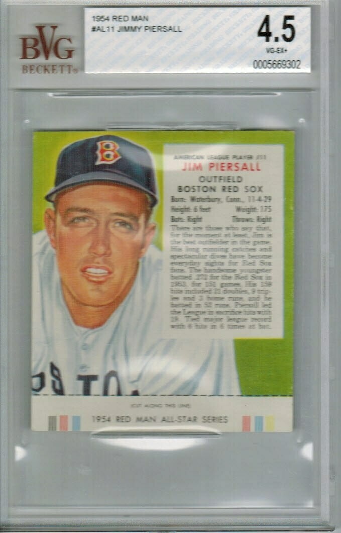1954 Red Man Tobacco #AL11 Jimmy Piersall Beckett graded 4.5