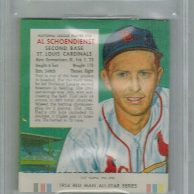 1954 Red Man Tobacco #NL10 Red Schoendienst Beckett 5