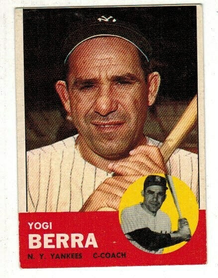 1963 Topps #340 Yogi Berra list $100