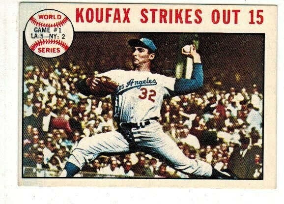 1964 Topps #136 Sandy Koufax Strikes Out 15 World Series list $20