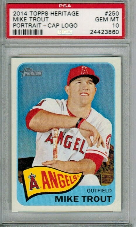 2014 Topps Heritage #250 Mike Trout Protrait Cap Logo PSA 10