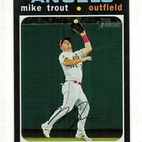 2020 Topps Heritage #466 Mike Trout Action