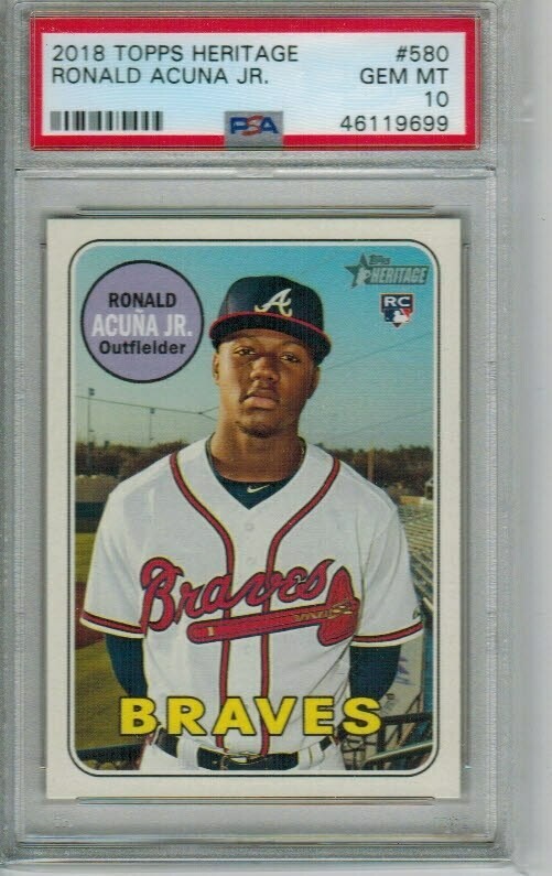 Ronald Acuna Jr. rookie PSA 10 2018 Topps Heritage #580
