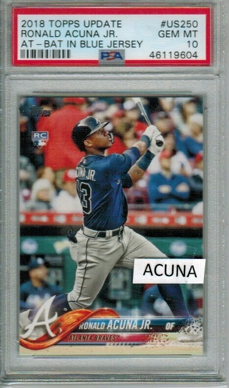 Ronald Acuna Jr. rookie PSA 10 2018 Topps Update At Bat Blue Jersey #250