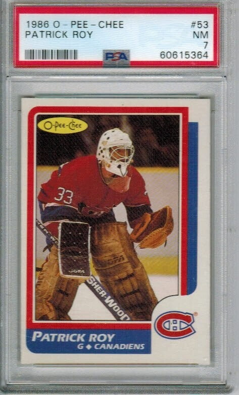 1986 Opeechee #53 Patrick Roy rookie PSA 7