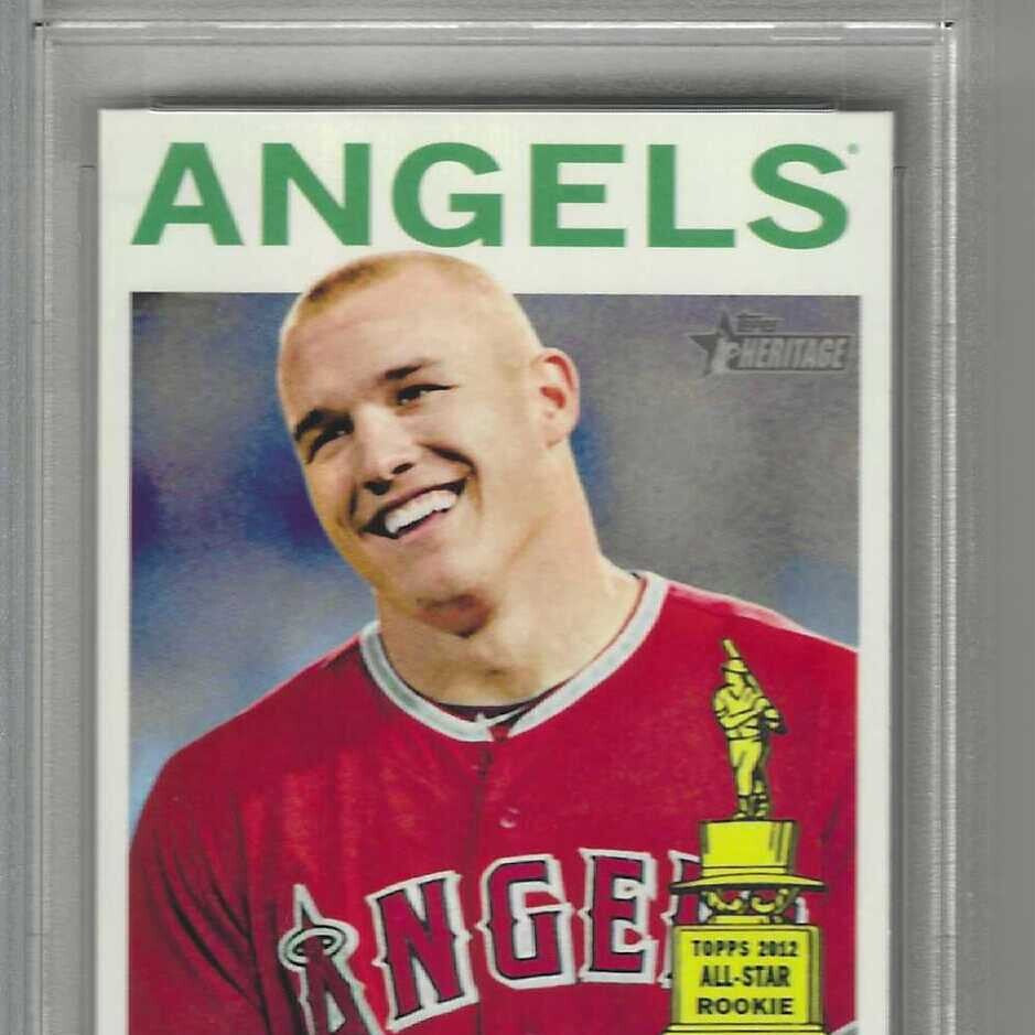2013 Topps Heritage Venezuelan Variation Mike Trout No Hat #430A PSA 8