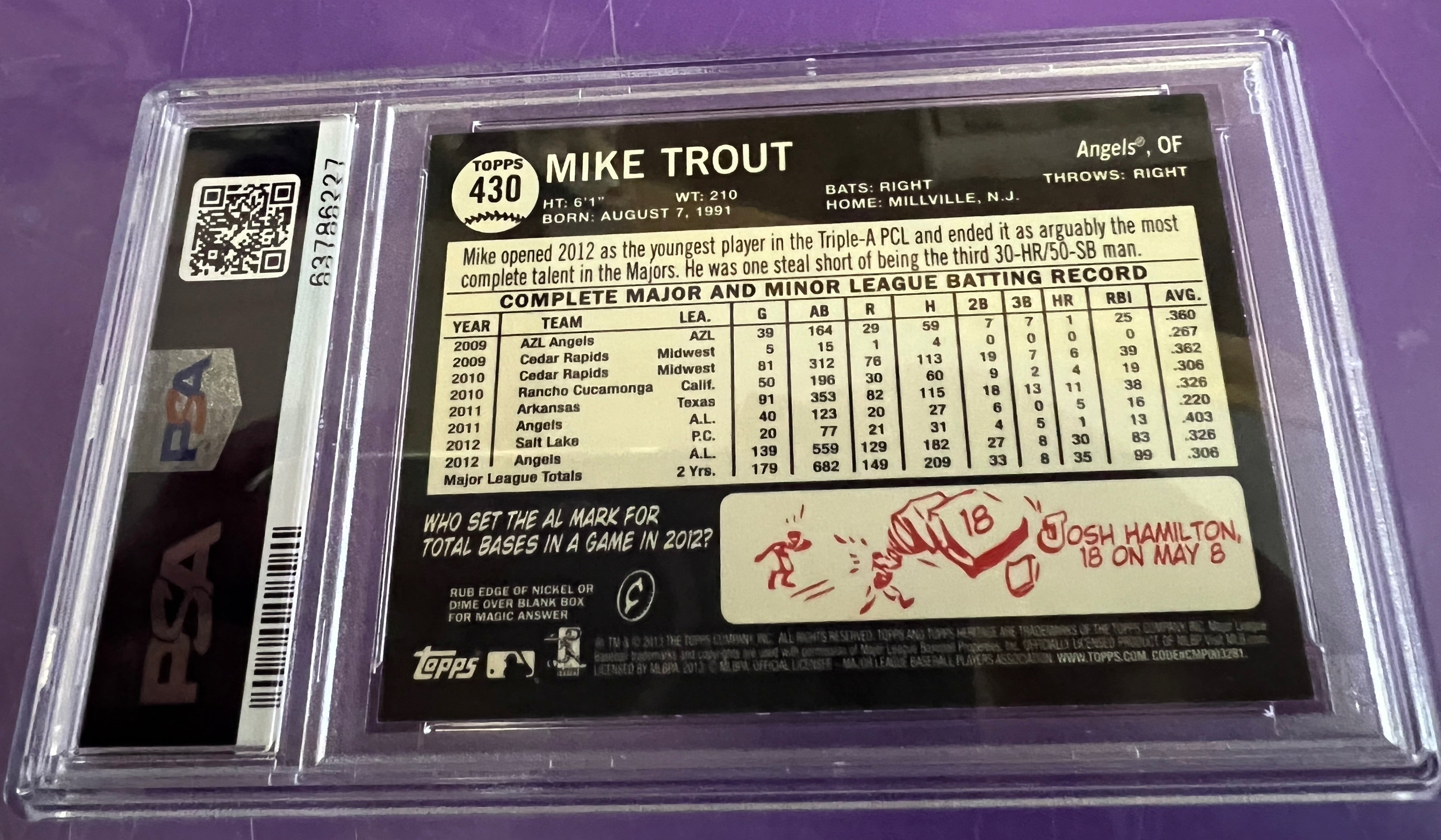 2013 Topps Heritage Venezuelan Variation Mike Trout No Hat #430A PSA 8