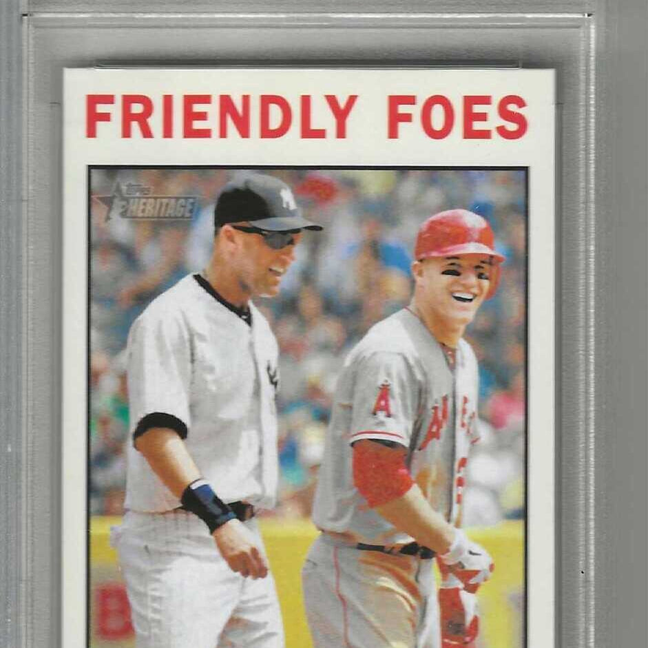 2013 Topps Heritage Venezuelan Variation Mike Trout Derek Jeter Friendly Foes #41 PSA 9