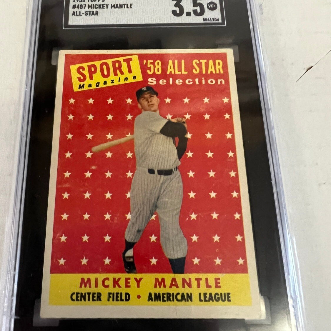 1958 Topps #487 Mickey Mantle All Star SGC 3.5