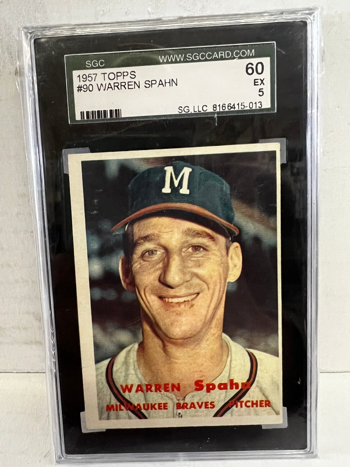 1957 Topps #90 Warren Spahn SGC 5