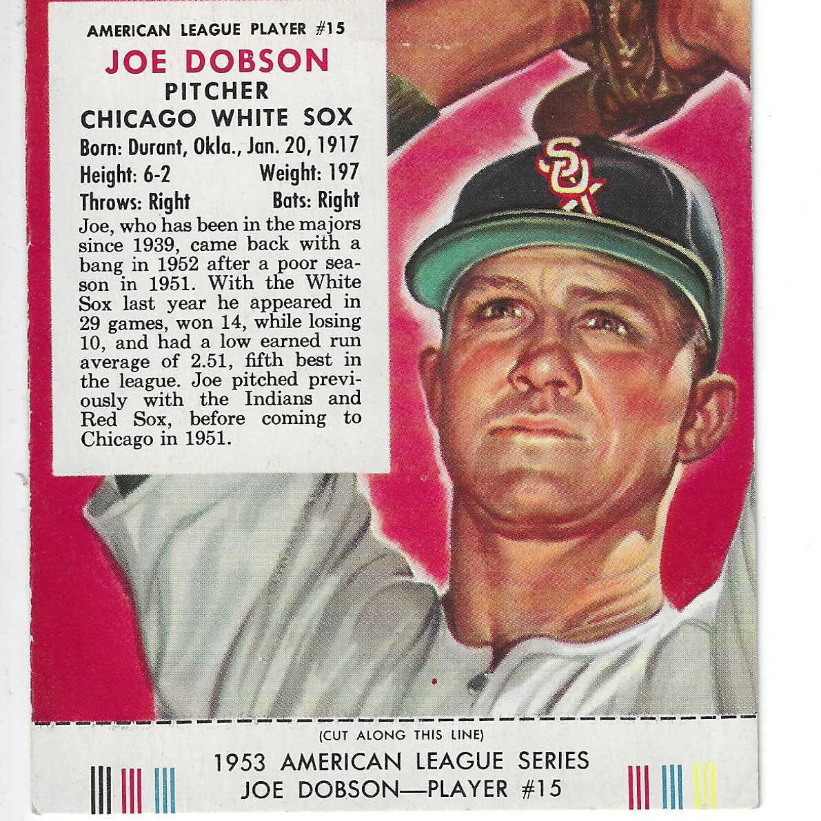 1953 Red Man Tobacco w/ Tabs #AL15 Joe Dobson VG