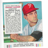 1953 Red Man Tobacco w/ Tabs #NL18 Granny Hamner Ex/Mint