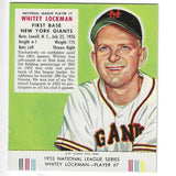 1953 Red Man Tobacco w/ Tabs #NL7 Whitey Lockman Ex/Mint or better