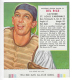 1954 Red Man Tobacco w/ Tabs #NL9 Del Rice Ex/Mint or better