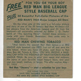 1954 Red Man Tobacco w/ Tabs #AL21 Bob Lemon Ex to Ex+