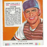 1954 Red Man Tobacco w/ Tabs #NL3 Del Crandall Ex to Ex+