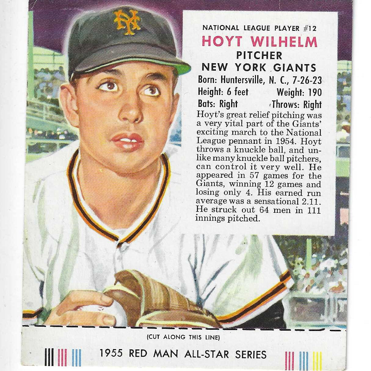 1955 Red Man w/ Tabs #NL12 Hoyt Wilhelm  Ex+