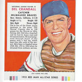 1955 Red Man w/ Tabs #NL2 Del Crandall Ex/Mint or better