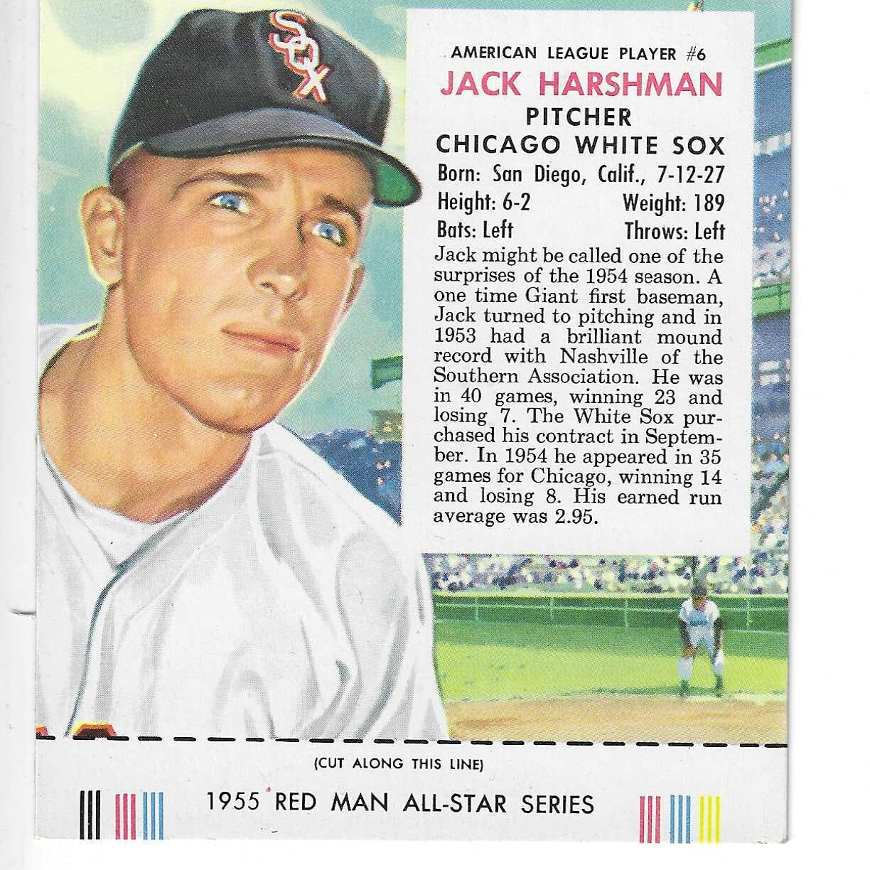 1955 Red Man w/ Tabs #AL6 Jack Harshman Ex/Mint or better