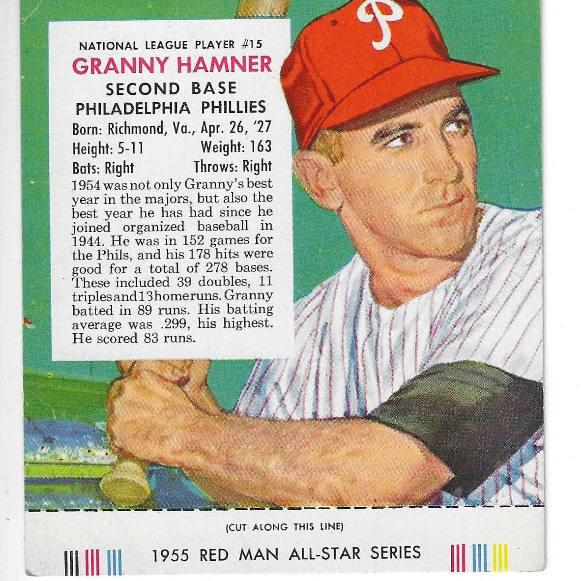1955 Red Man w/ Tabs #NL15 Granny Hamner VG List $60