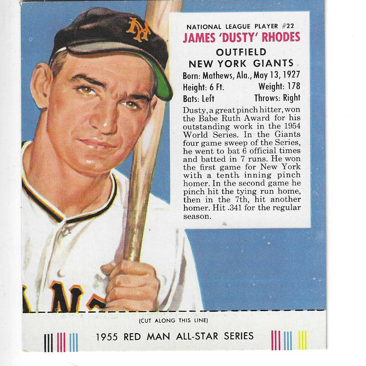 1955 Red Man w/ Tabs #NL22 Dusty Rhodes Ex/Mint