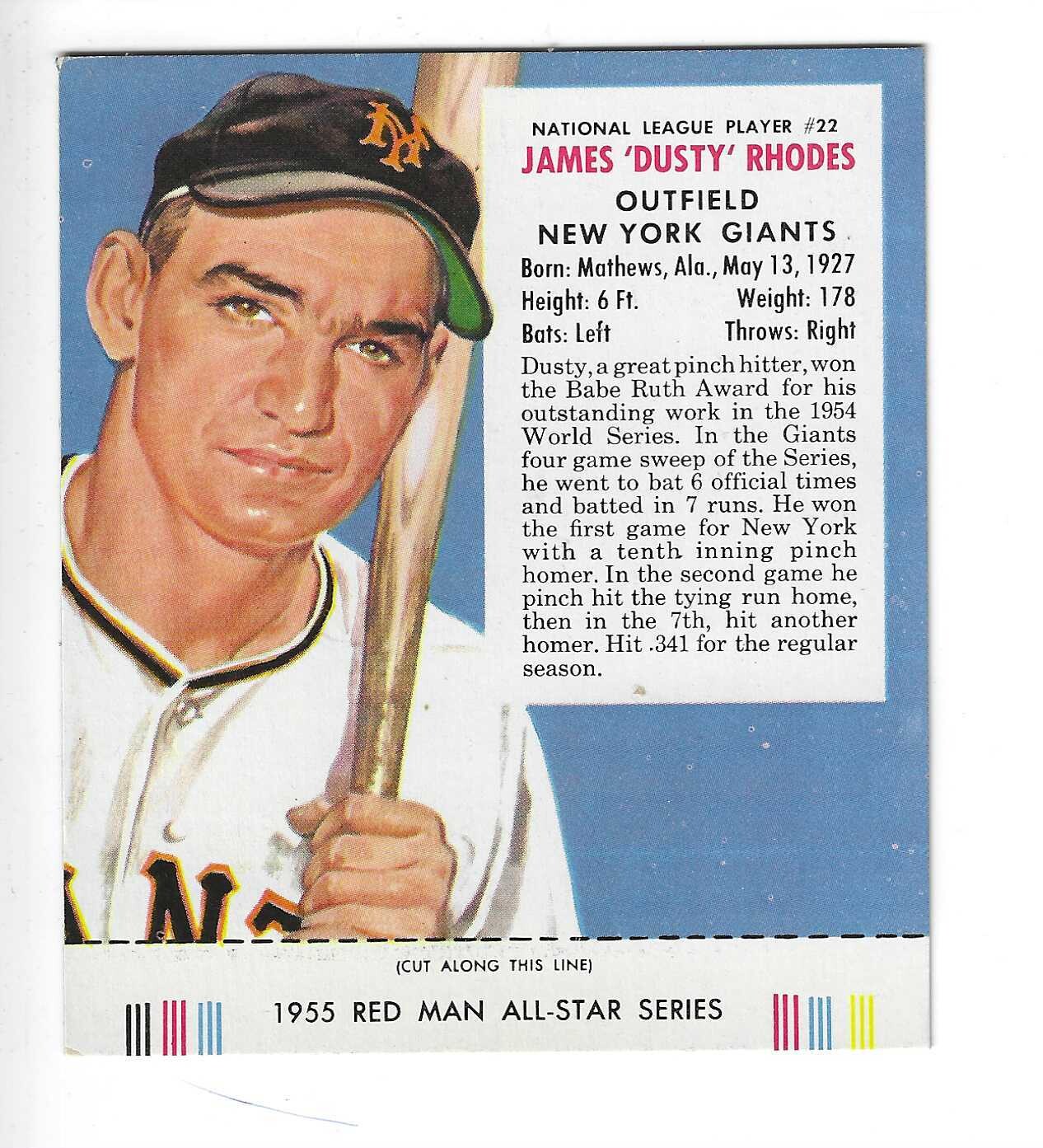 1955 Red Man w/ Tabs #NL22 Dusty Rhodes Ex/Mint