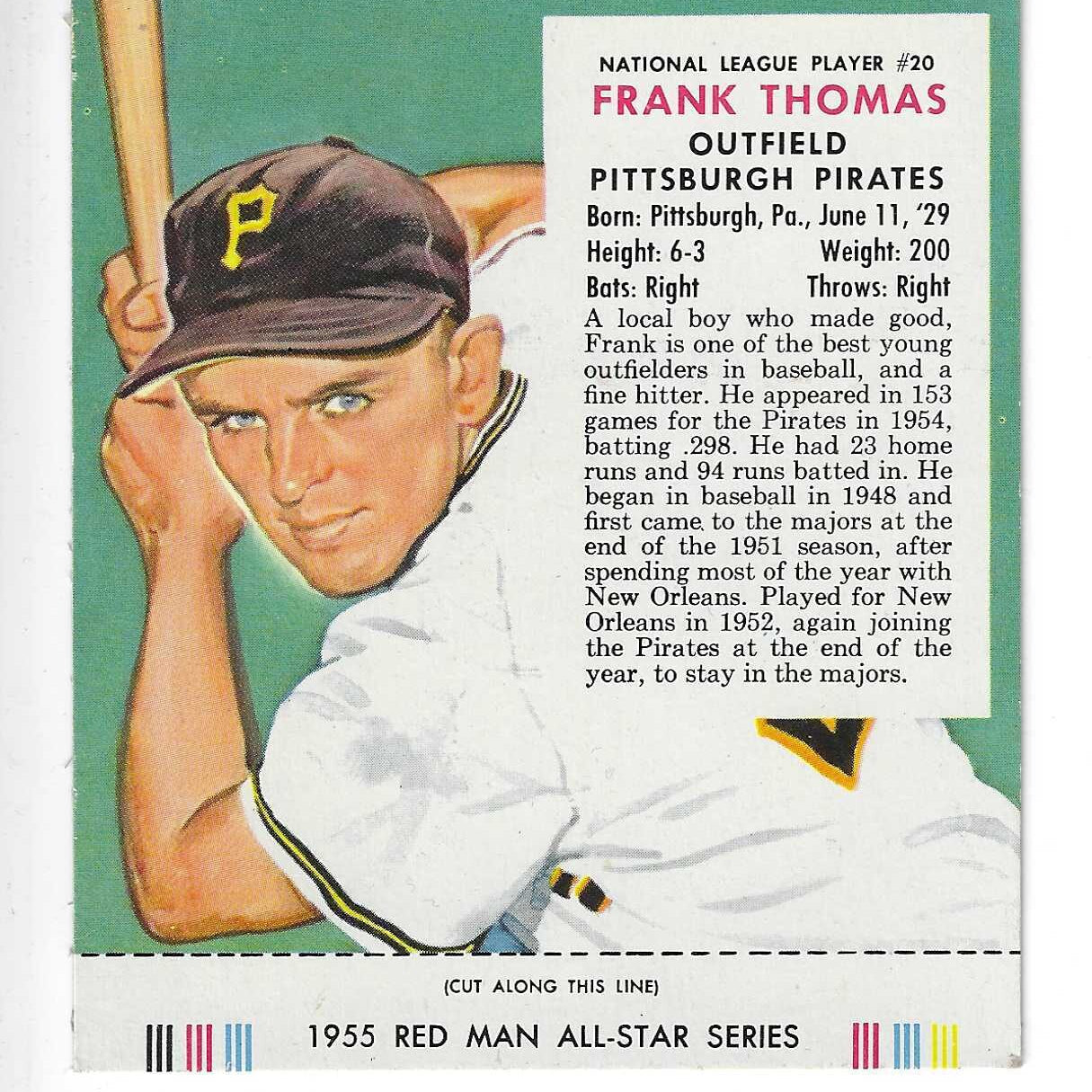 1955 Red Man w/ Tabs #NL20 Frank Thomas Ex/Mint