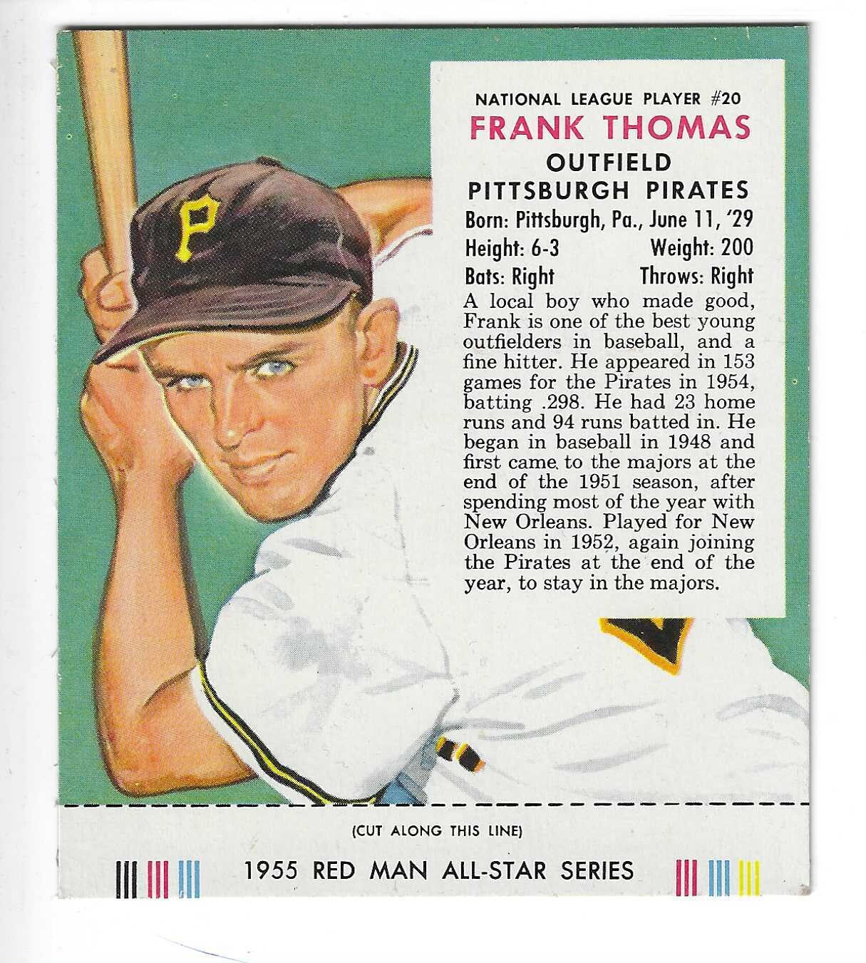 1955 Red Man w/ Tabs #NL20 Frank Thomas Ex/Mint