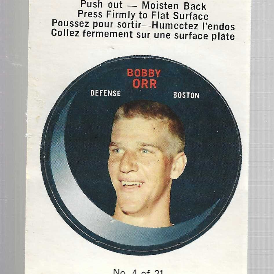 1968/69 Opeechee Puck Sticker #4 Bobby Orr Ex/Mint