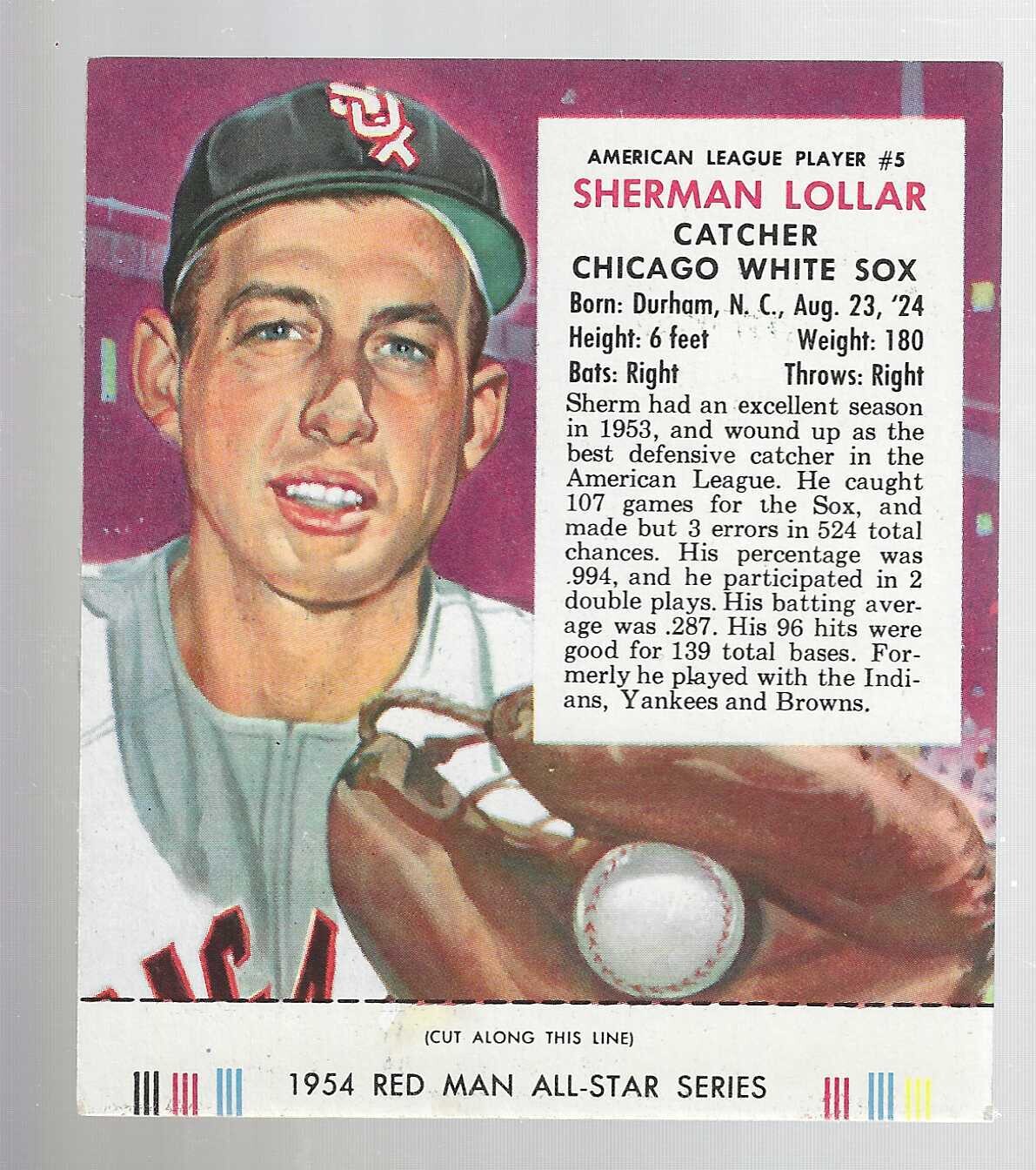 1954 Red Man Tobacco #AL5 Sherm Lollar Ex+