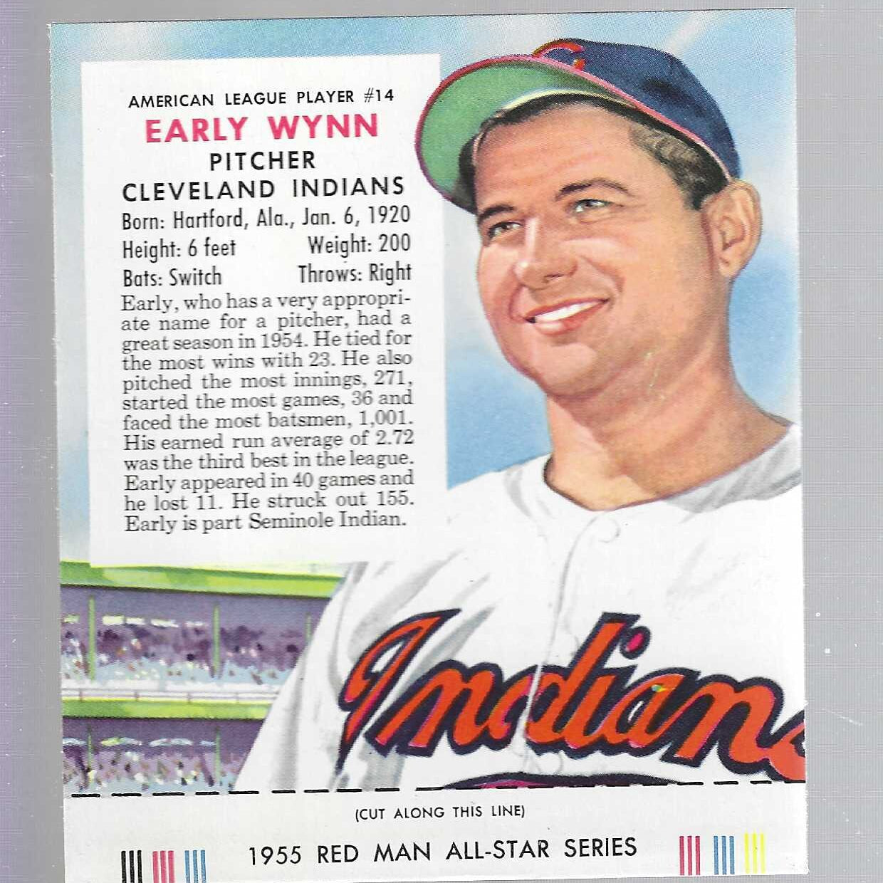 1955 Red Man w/ Tabs #AL14 Early Wynn Nr Mint