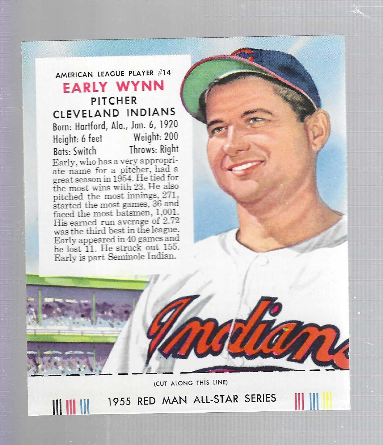 1955 Red Man w/ Tabs #AL14 Early Wynn Nr Mint