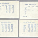 1936-39 Yankee Dynasty 4 Autograph Card Set- Bill Dickey, Frank Crosetti, Charlie Keller, Tommy Henrich- JSA