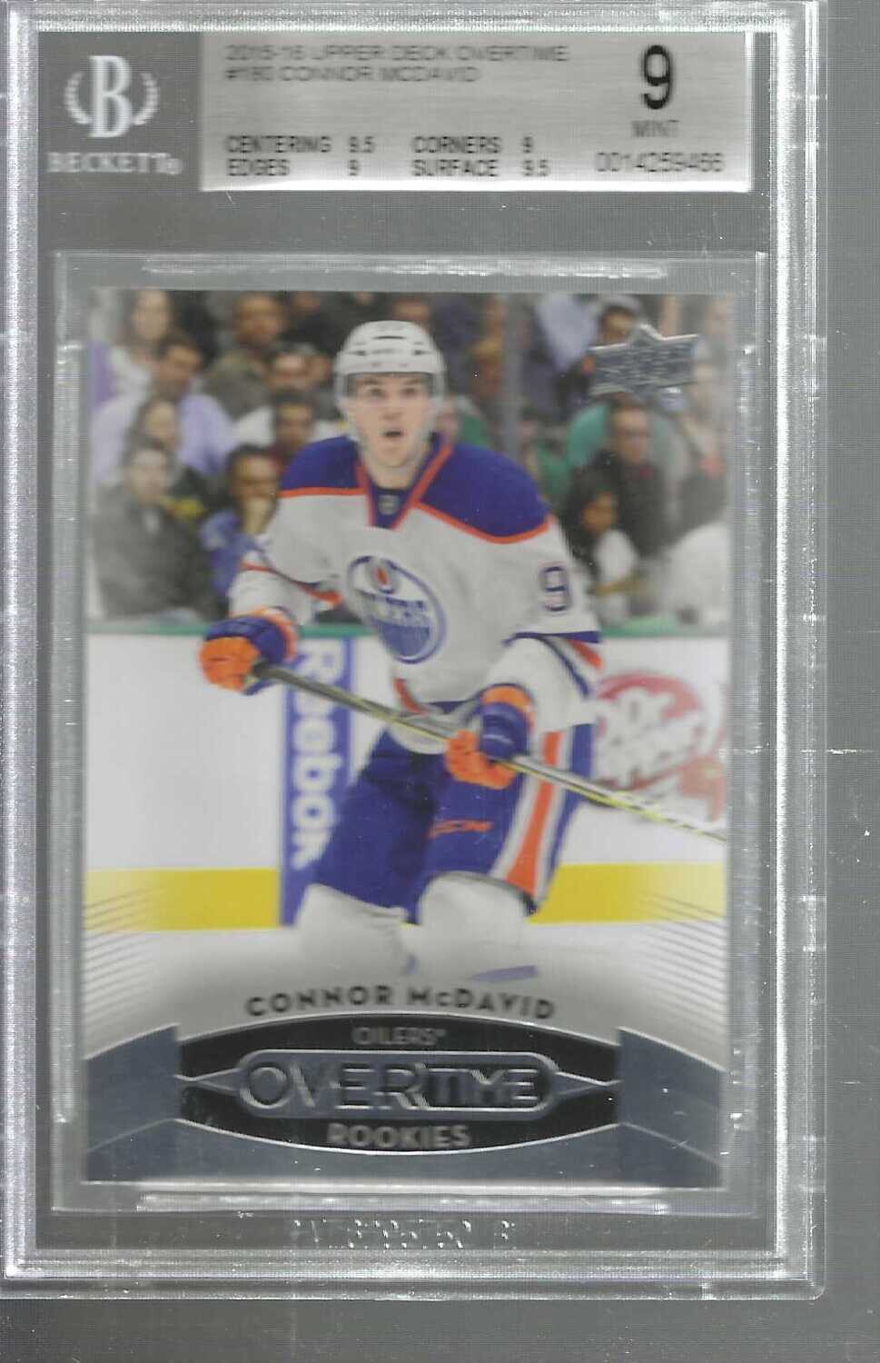 2015/16 Upper Deck Overtime #180 Connor McDavid rookie Beckett Graded 9