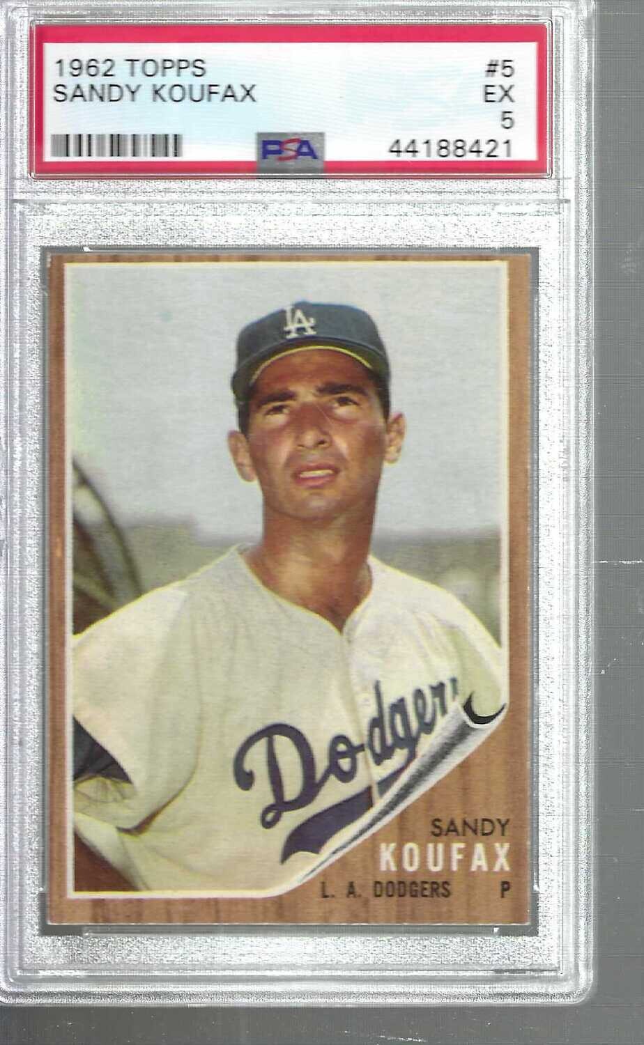 1962 Topps #5 Sandy Koufax list $300