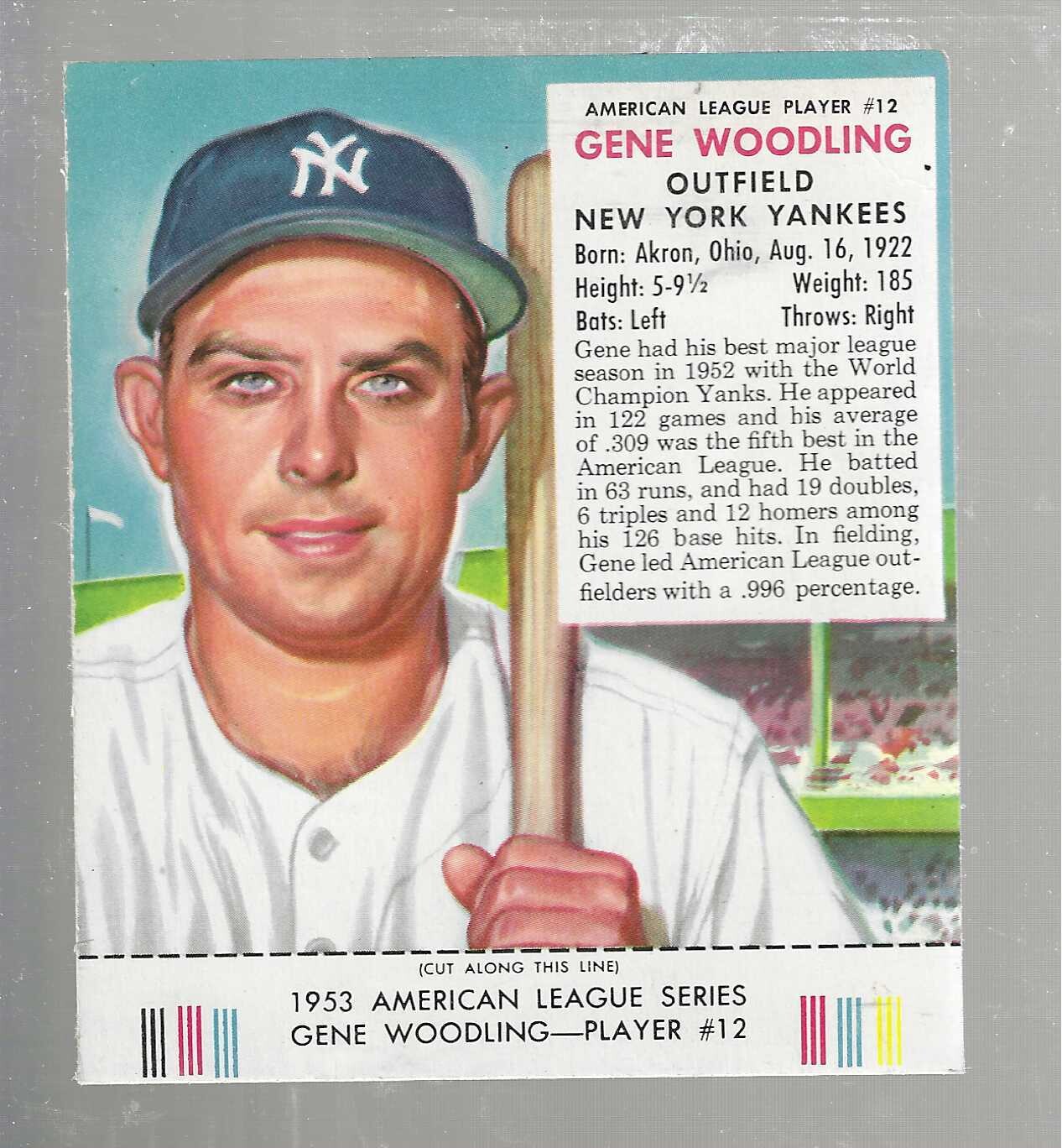 1953 Red Man Tobacco #AL12 Gene Woodling