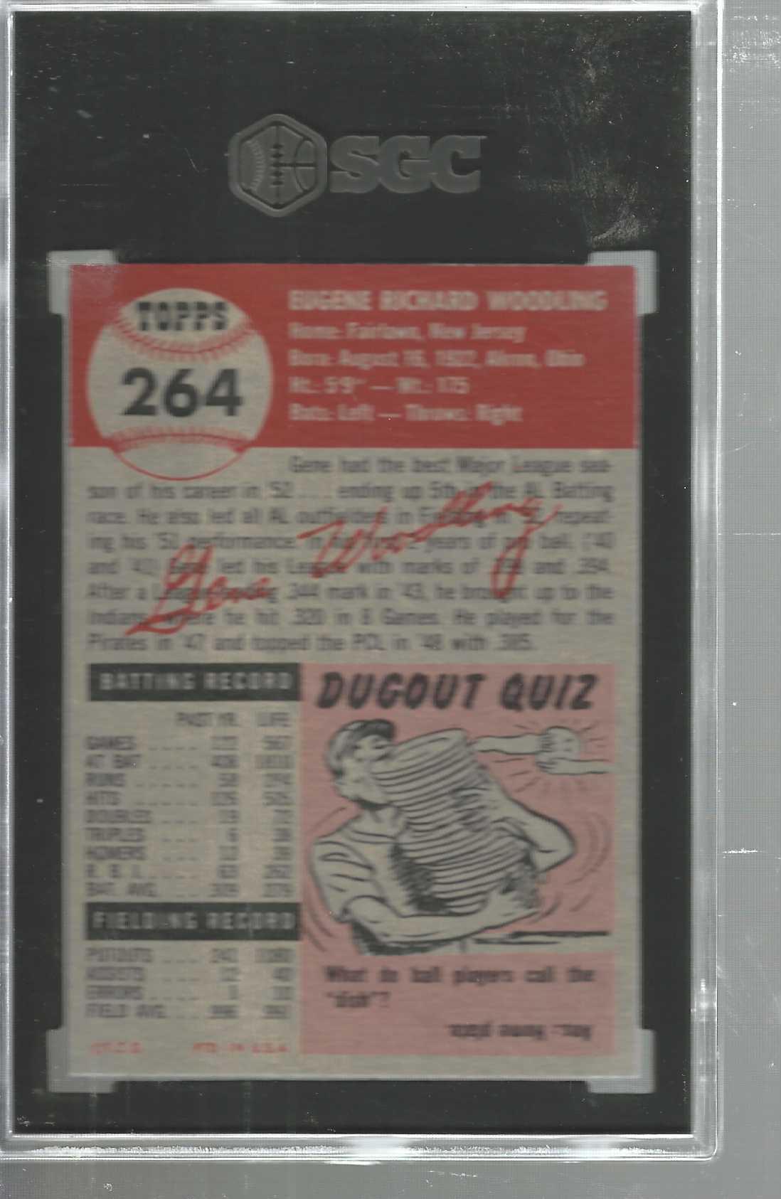 1953 Topps #264 Gene Woodling SGC 8 Centered!