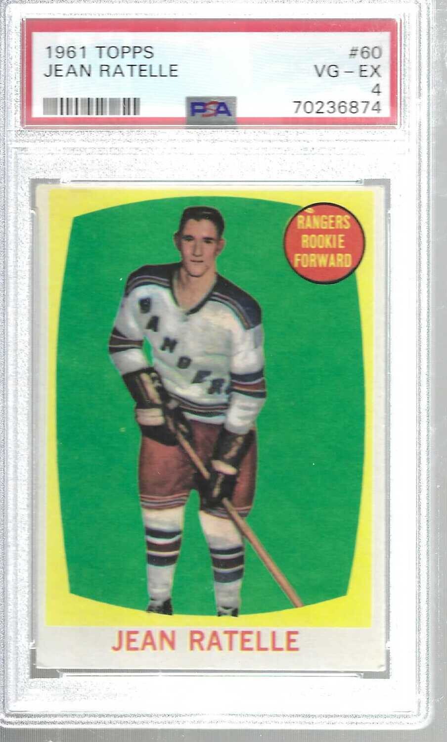 1961/62 Topps #60 Jean Ratelle rookie PSA 4