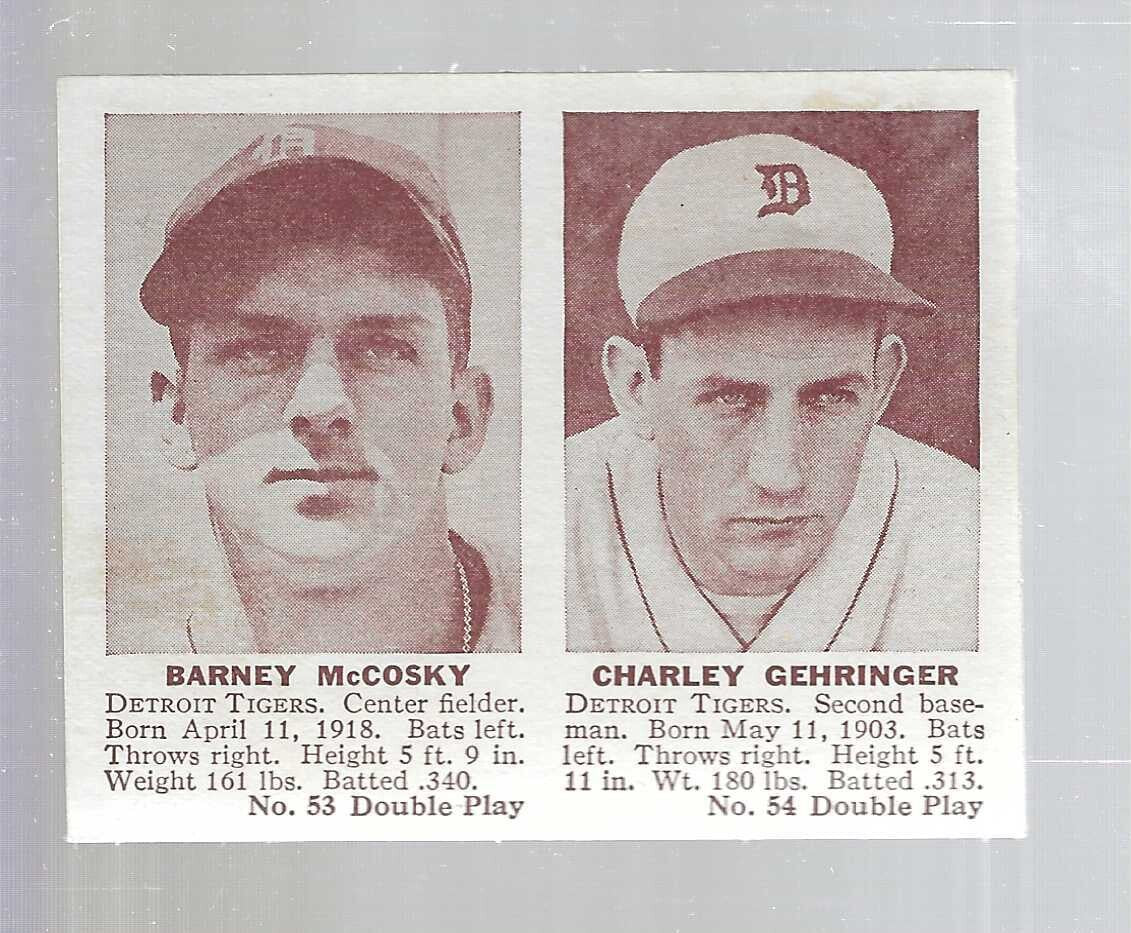 1941 Double Play #53/54 Charley Gehringer/McCosky Ex/Mint+
