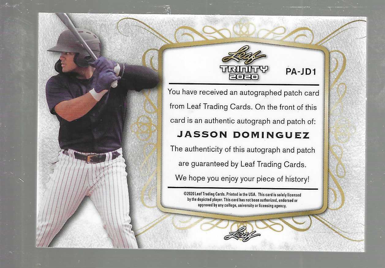 2020 Leaf Trinity Jasson Dominguez Patch autograph rookie #'d75