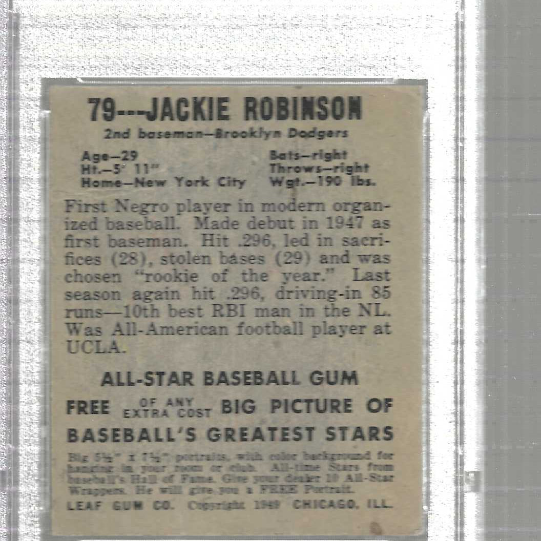 1949 Leaf #79 Jackie Robinson rookie PSA 3 Much Nicer