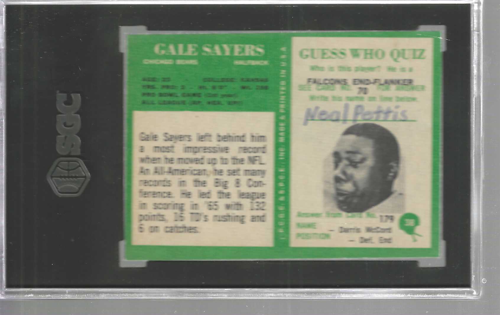 1966 Phiadelphia #38 Gale Sayers rookie Pen on back SGC 1.5