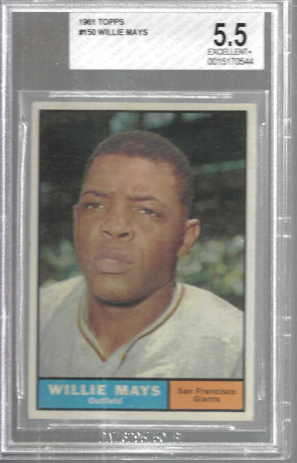 1961 Topps #150 Willie Mays Beckett graded 5.5