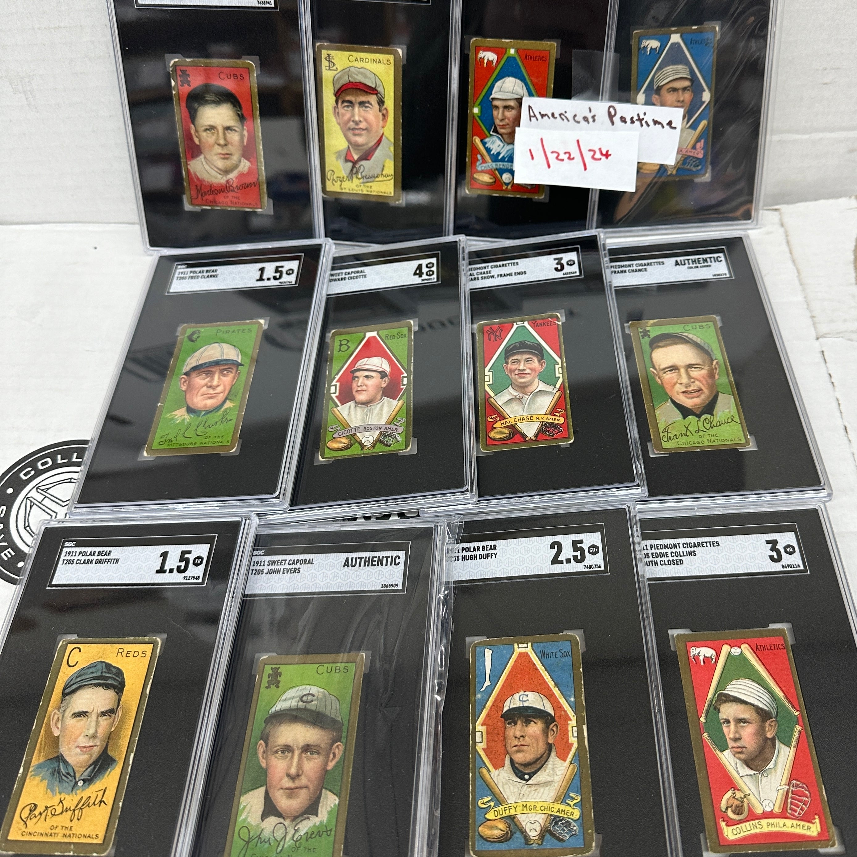 1911 T205 Baseball Complete set 204 cards