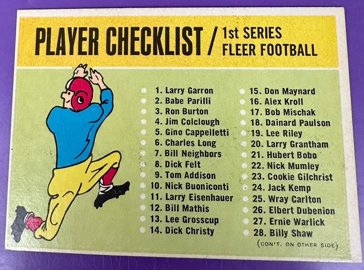 1963 Fleer Checklist Ex/Mint list $350
